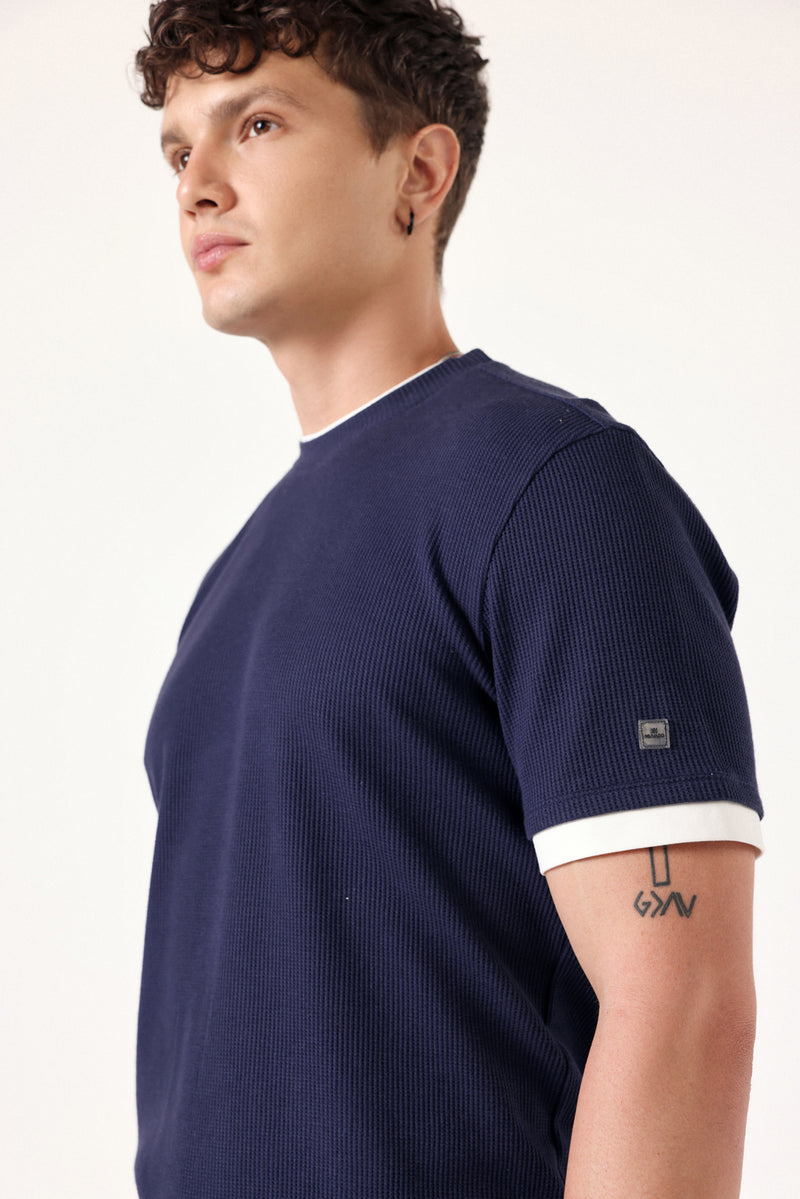 Navy Waffle Layered T-shirt