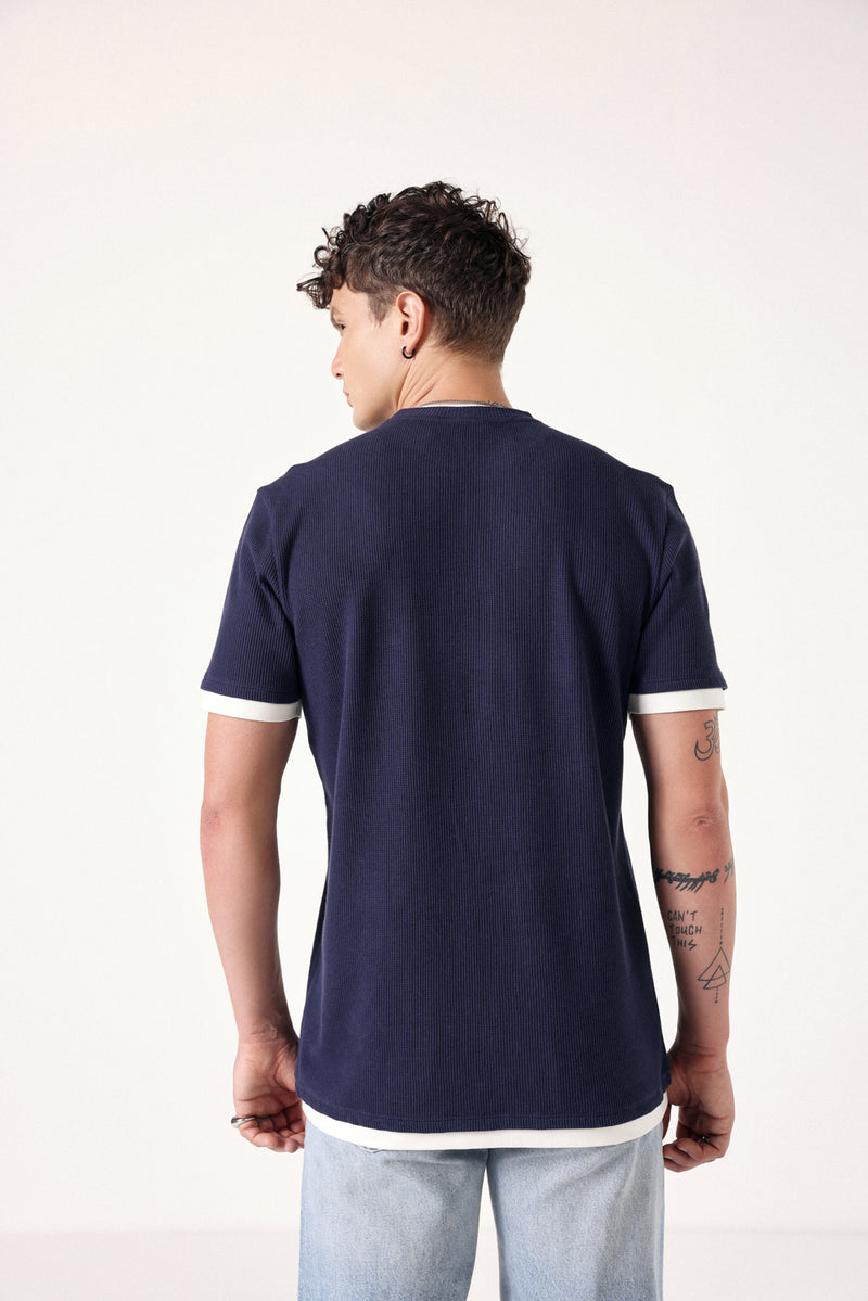 Navy Waffle Layered T-shirt