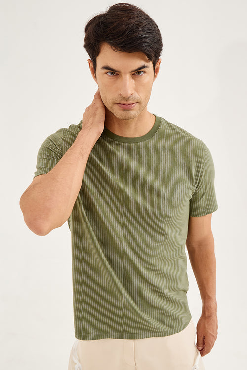 Olive Breeze Ribbed Tee