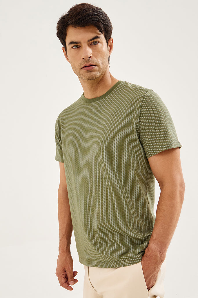 Olive Breeze Ribbed Tee