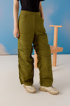 Quirky Ruched Pants - Olive Green