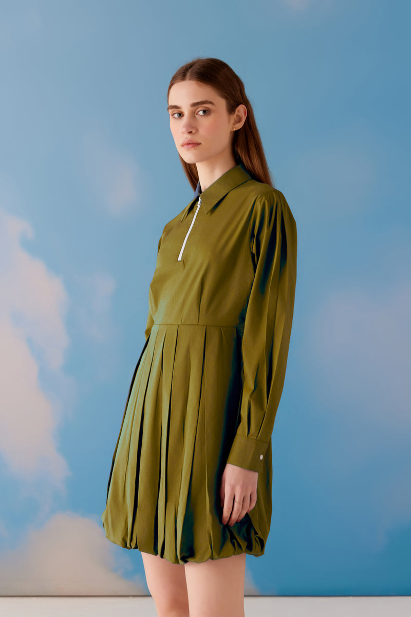 Zipper Sizzle Dress - Olive Green