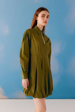 Zipper Sizzle Dress - Olive Green