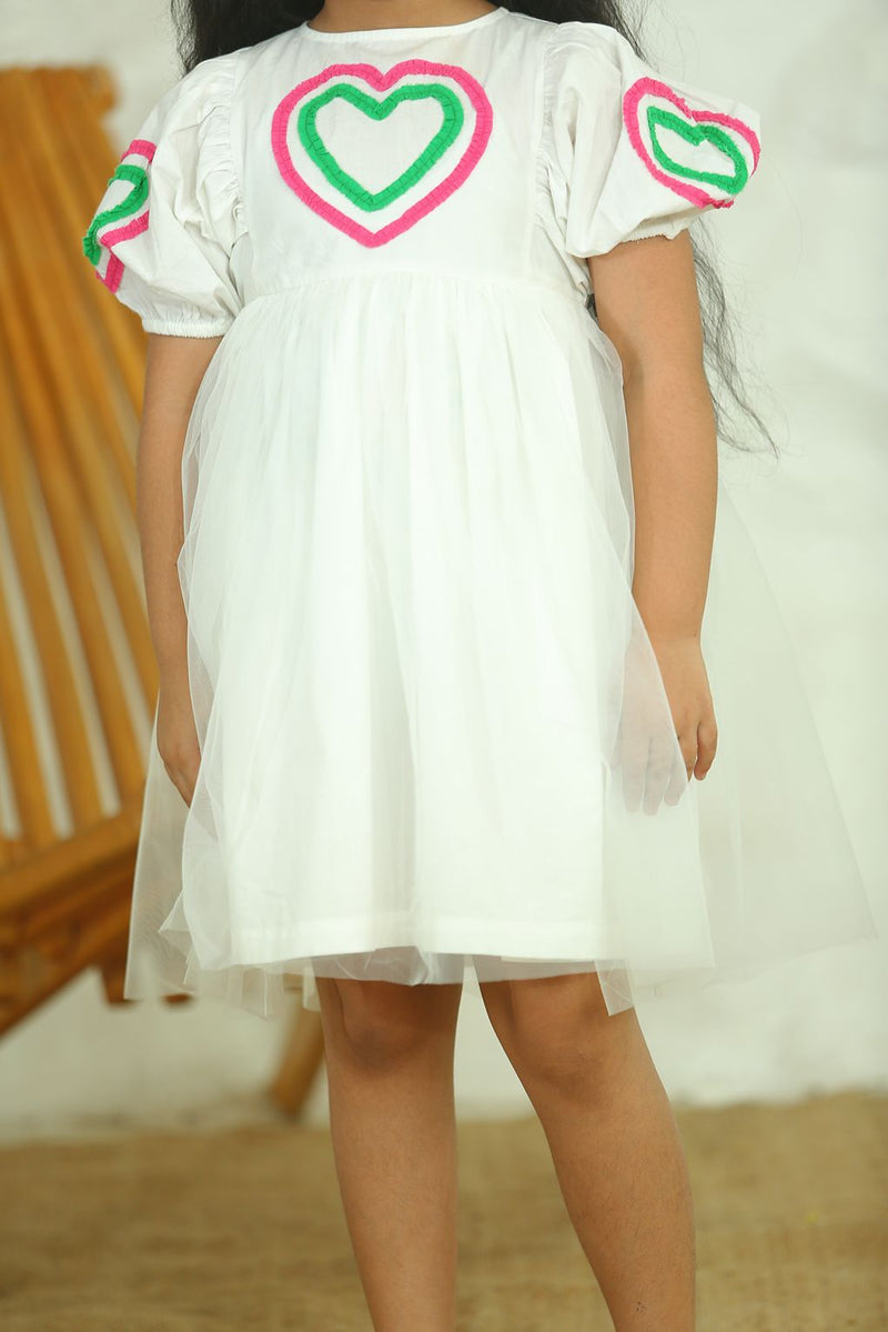 Spunkies Girls White Fit & Flare Dress
