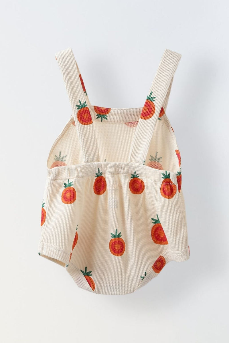 Cotton Waffle Knit Printed Regular Casual Wear Romper