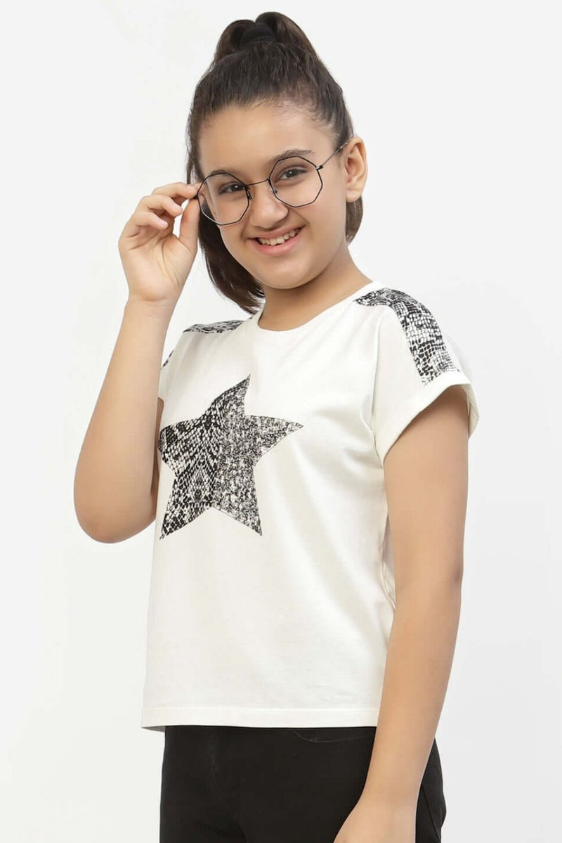 Black Star Sequence Top For Girls