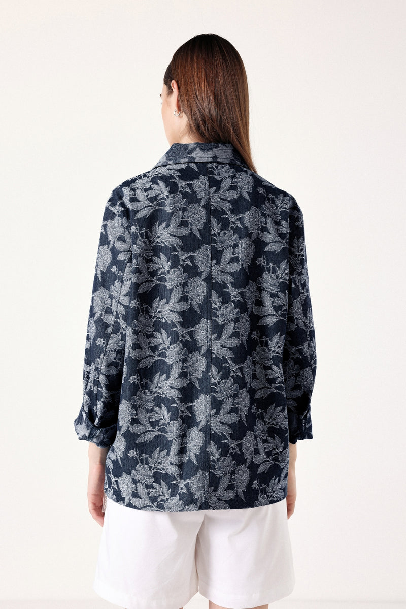 Floral Blaze Denim Unisex Overshirt