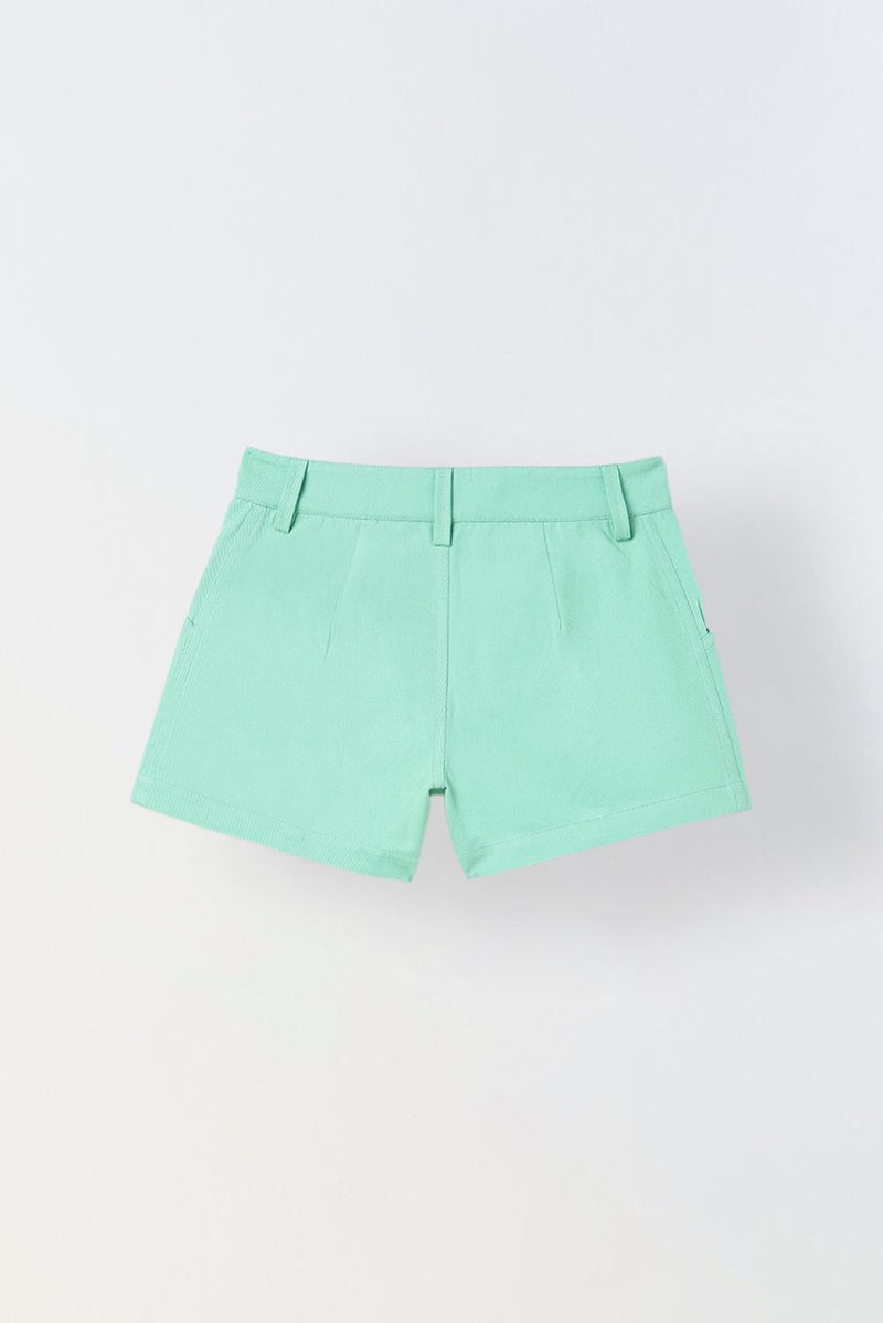 Spunkies Girls Green Graphic Print Button and Zip Shorts