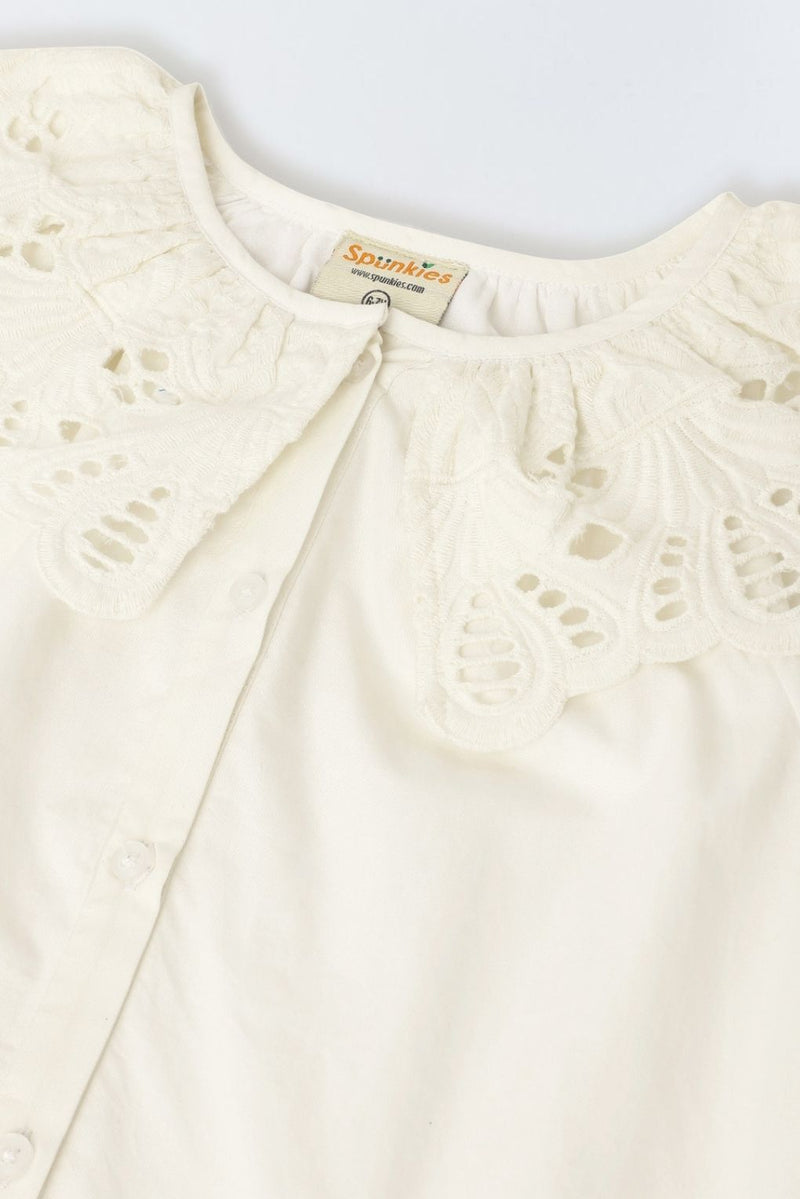 White Eyelet Lace Ruffle Dress-Girls