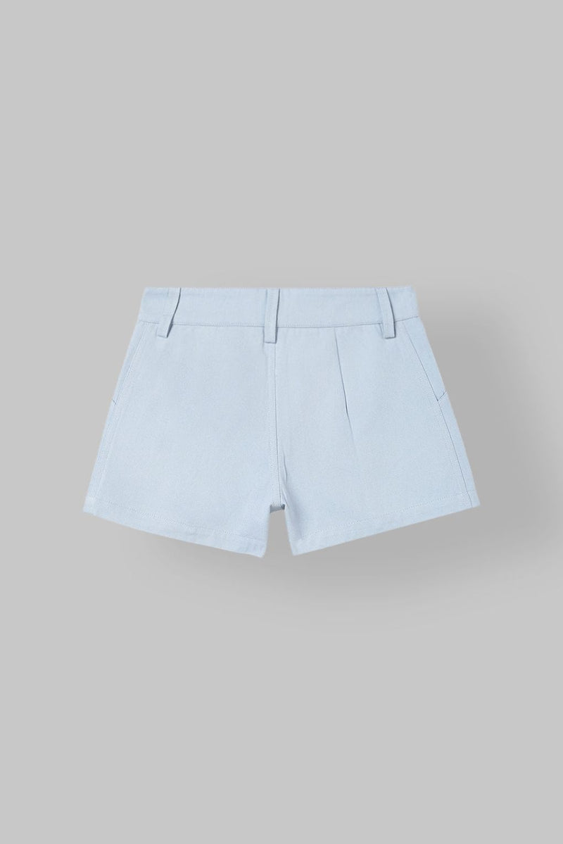 Spunkies Girls Blue Solid Button and Zip Shorts