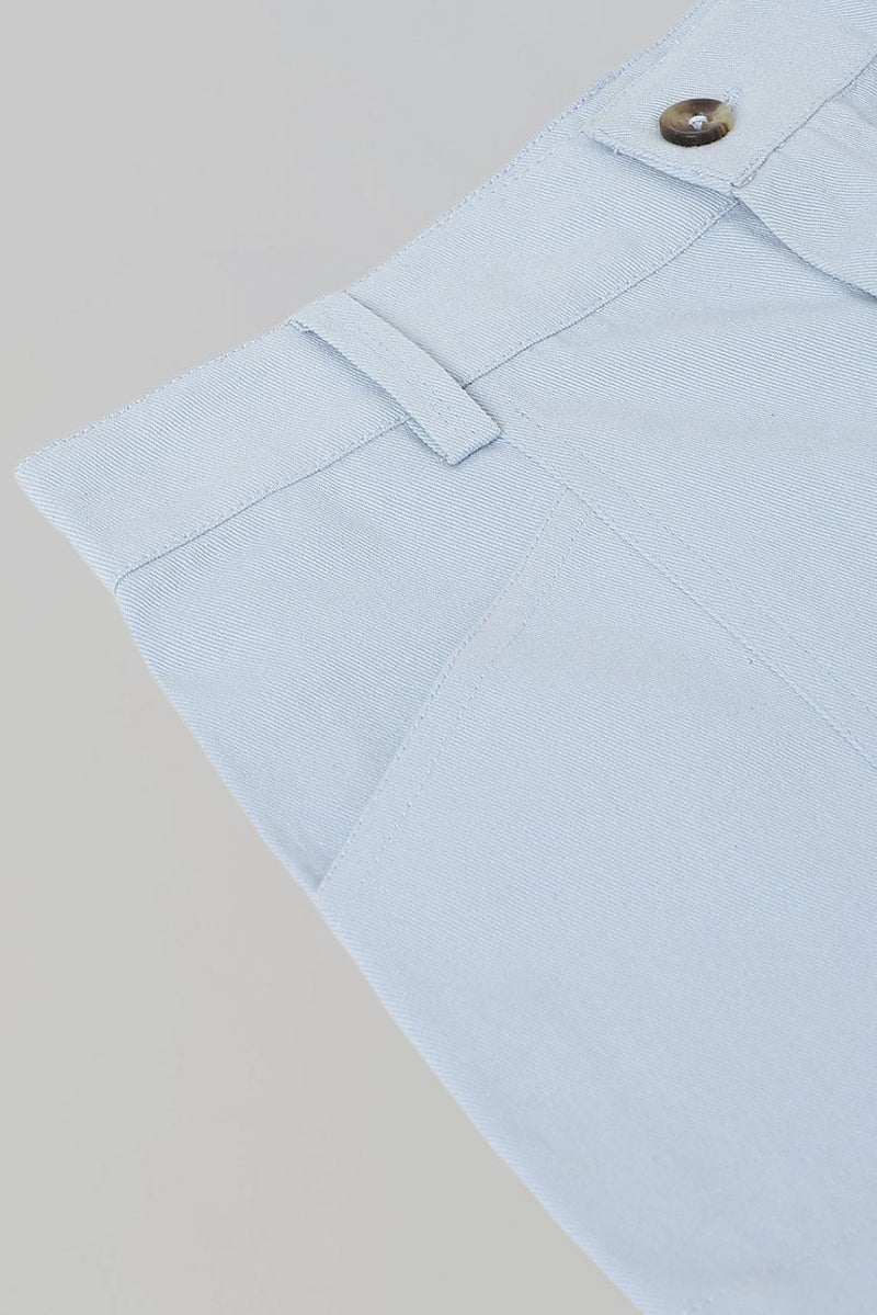 Spunkies Girls Blue Solid Button and Zip Shorts
