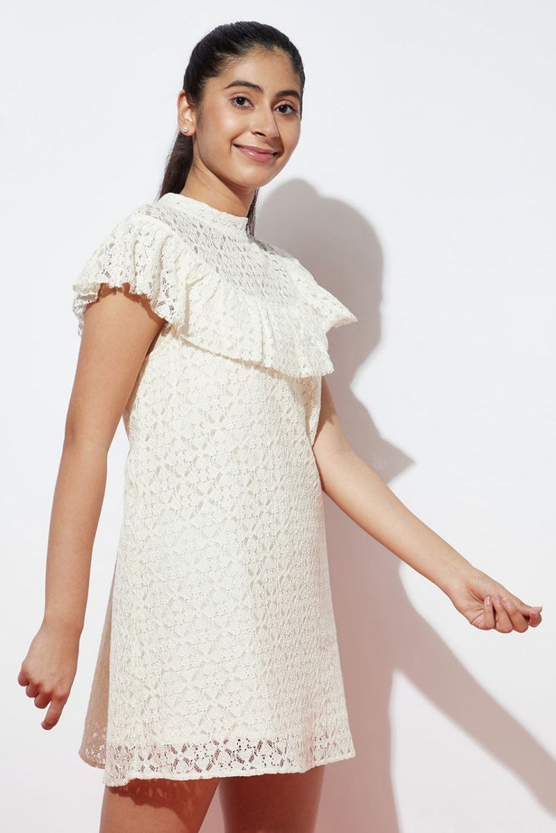 Girls Woven Schifili White Dress