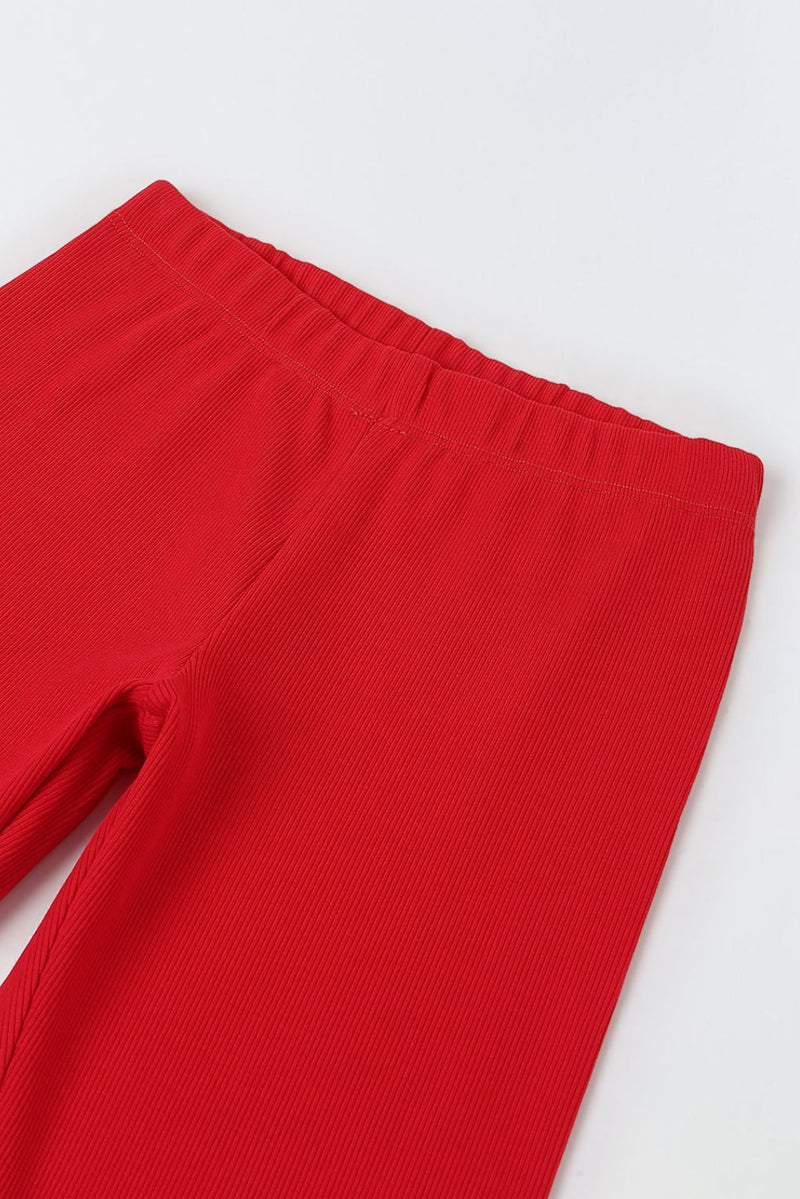 Spunkies Girls Red Ribbed Fitted Leggings