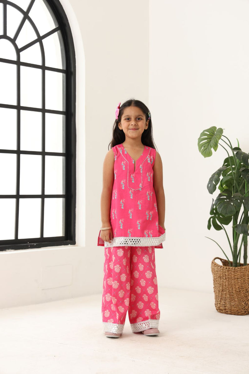 Spunkies Girls Pink Sleeve Less Set