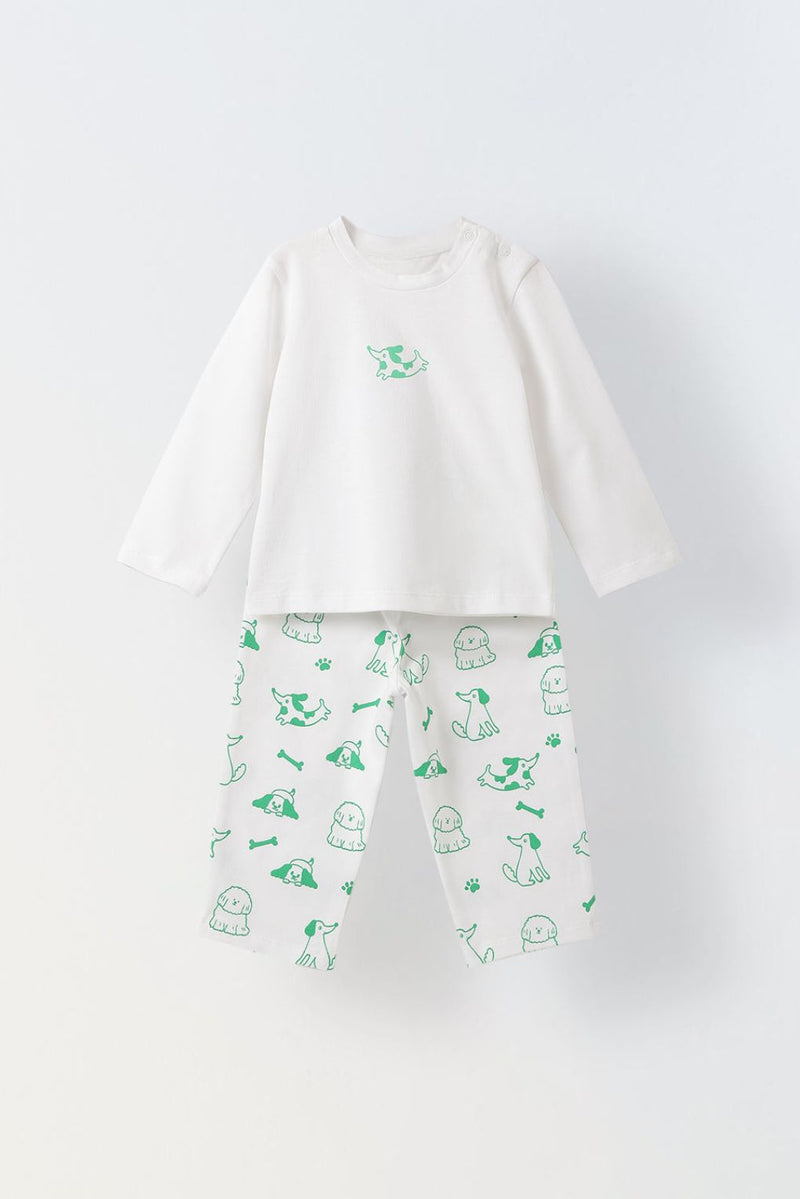 Spunkies Infant Cotton White Full Sleeve Printed Sets