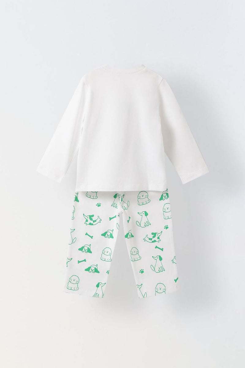 Spunkies Infant Cotton White Full Sleeve Printed Sets
