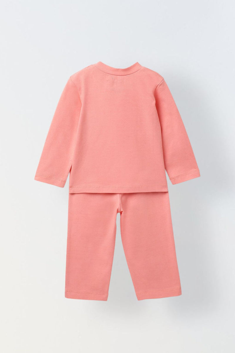 Spunkies Infant Cotton Pink Full Sleeve Rabbit Printed Sets