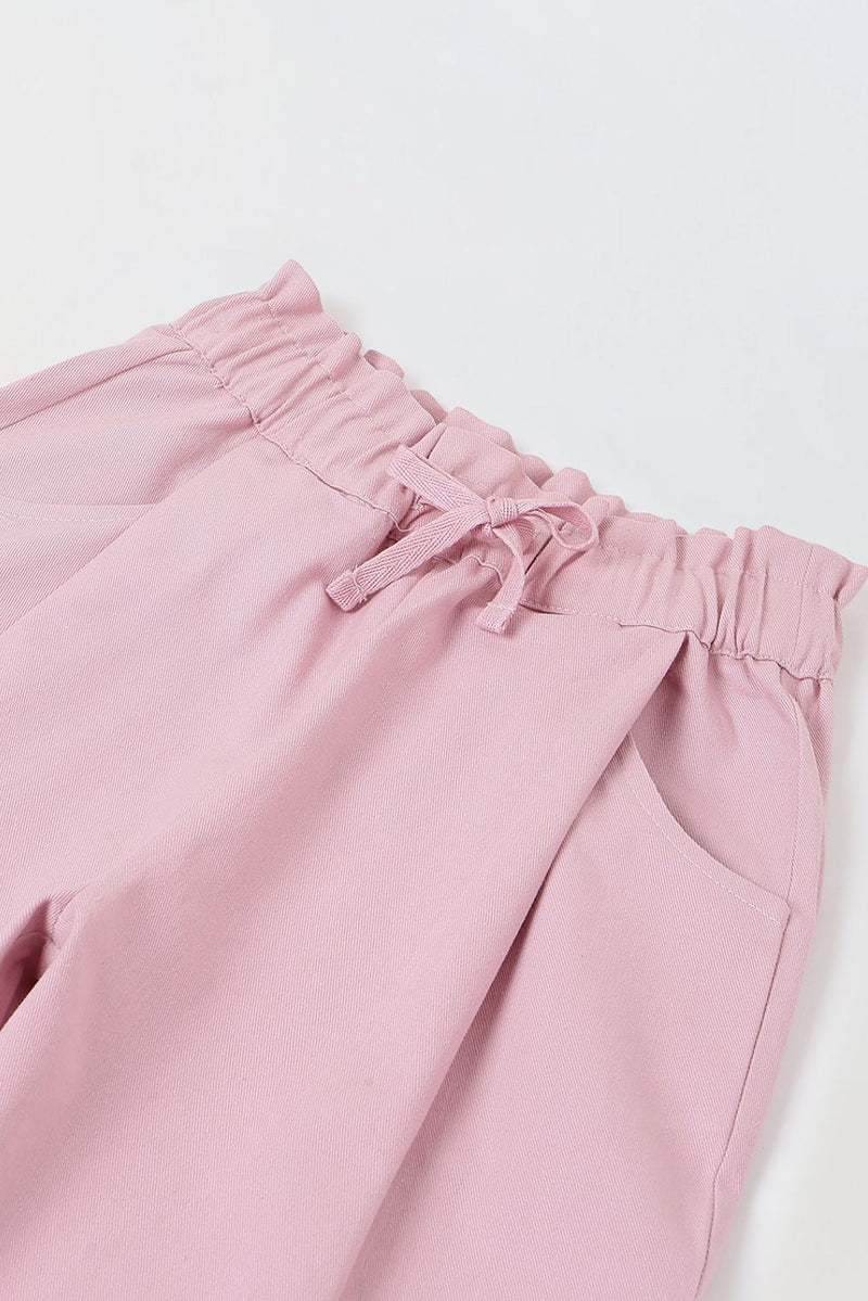 Spunkies Girls Pink Solid Elasticated Waist Single Pleated Trousers