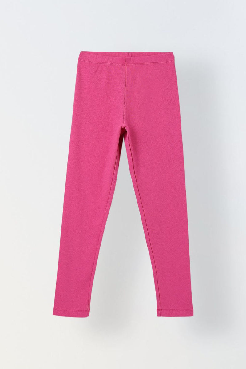 Spunkies Girls Fushia Ribbed Fitted Leggings