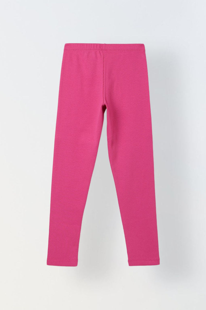 Spunkies Girls Fushia Ribbed Fitted Leggings