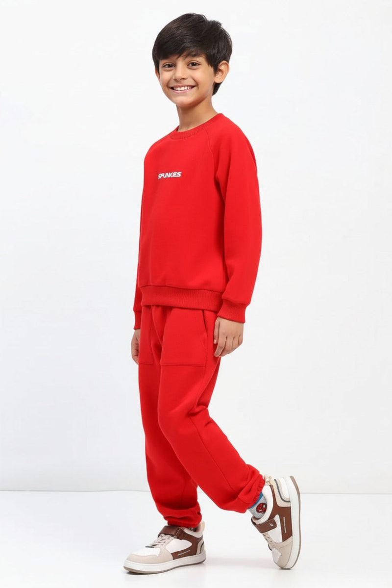 Spunkies Boys Red Long Sleeve Sweatshirt Set
