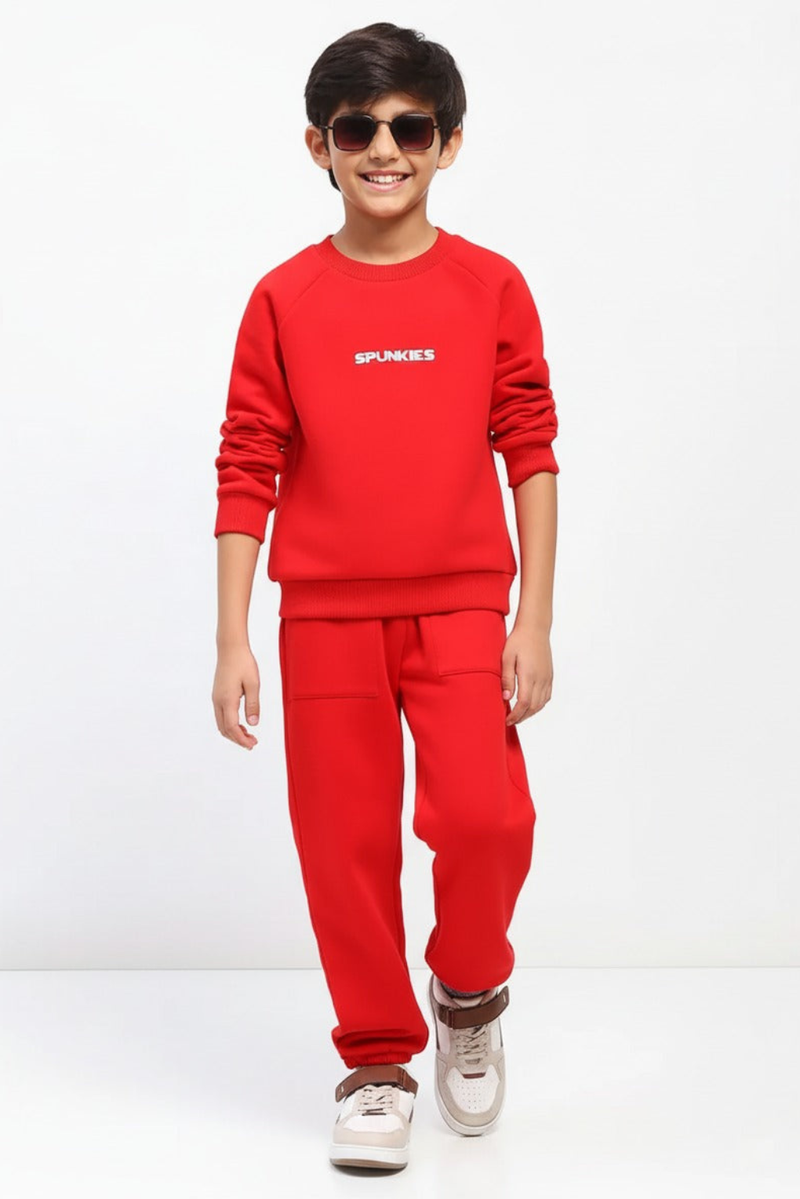 Spunkies Boys Red Long Sleeve Sweatshirt Set