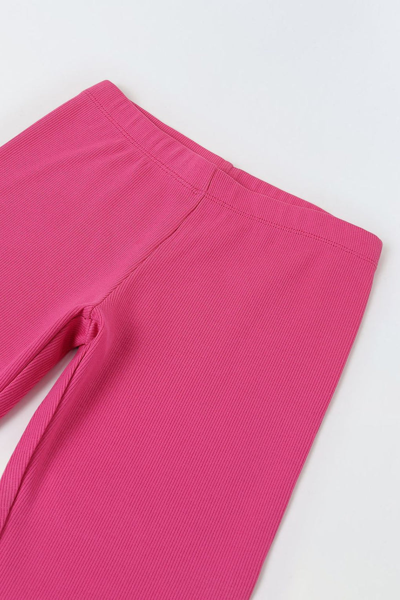 Spunkies Girls Fushia Ribbed Fitted Leggings