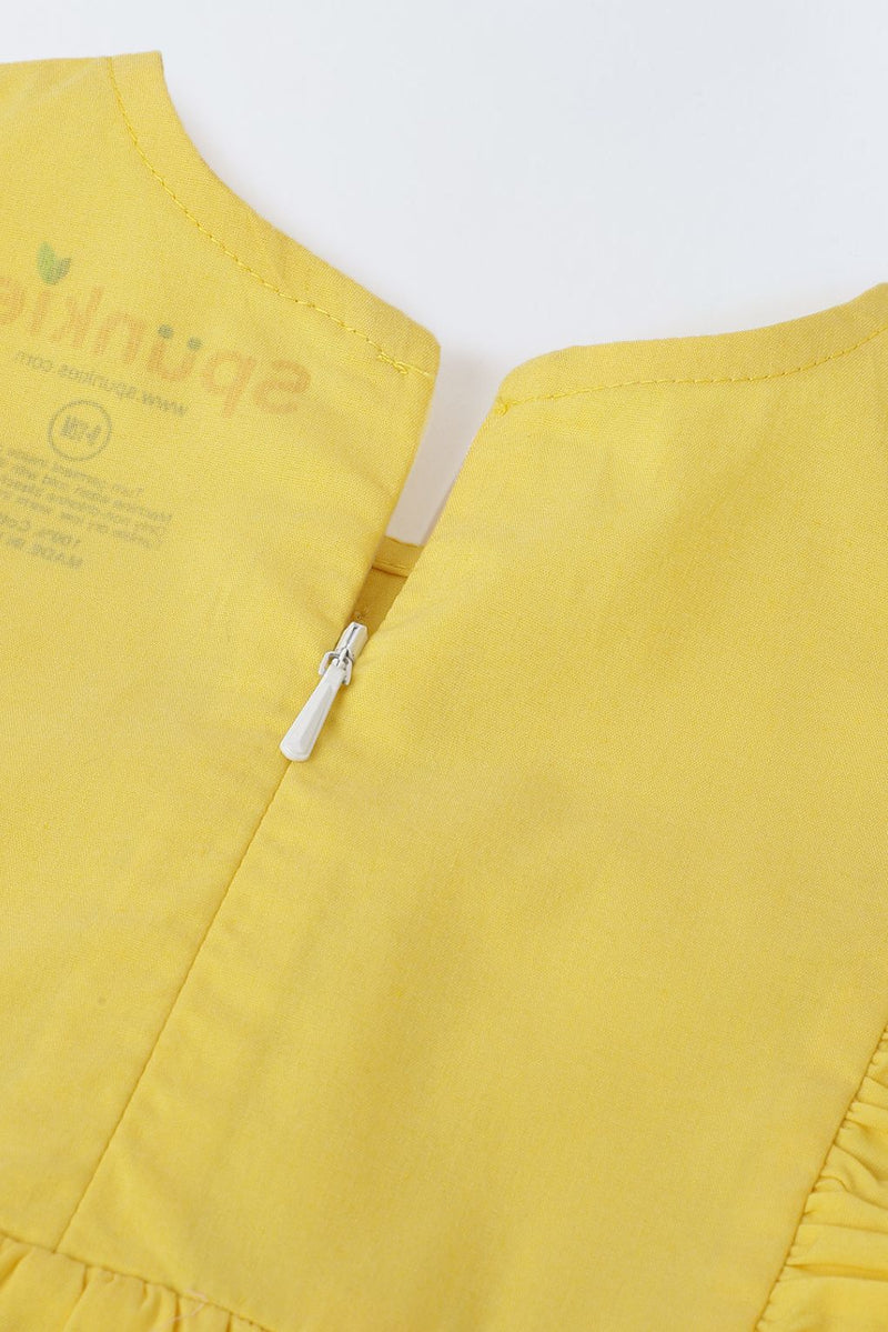 Infant Girls' Yellow Ruffled Sleeve Cotton Dress