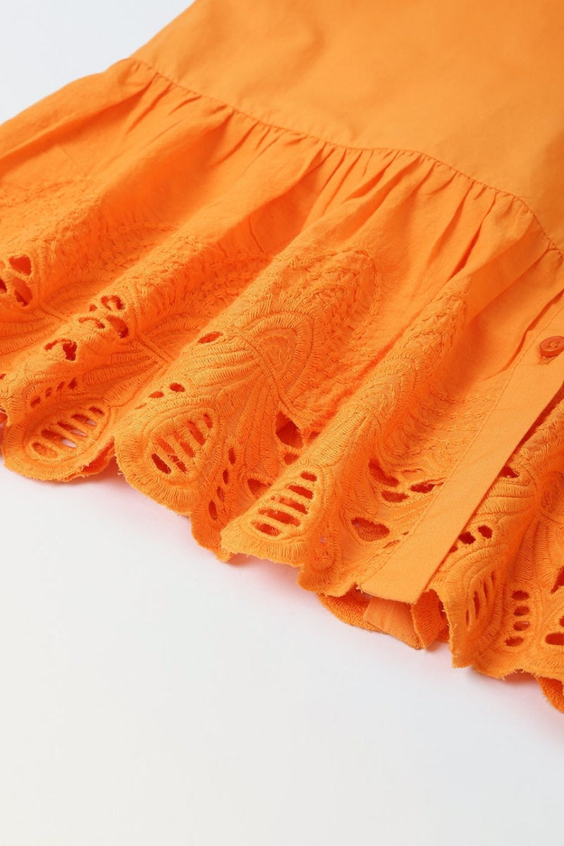 Orange Eyelet Lace Ruffle Dress-Girls