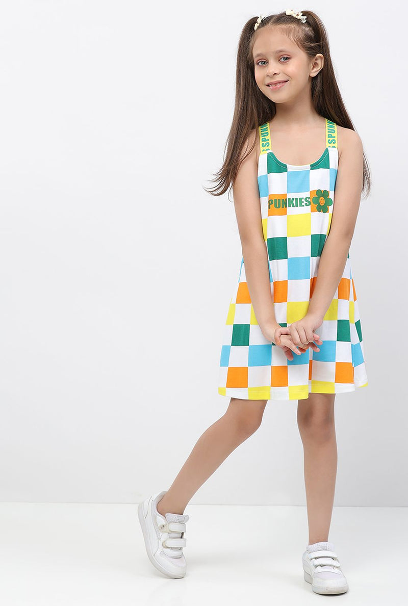 Spunkies Interlock Sleevless Printed Dress