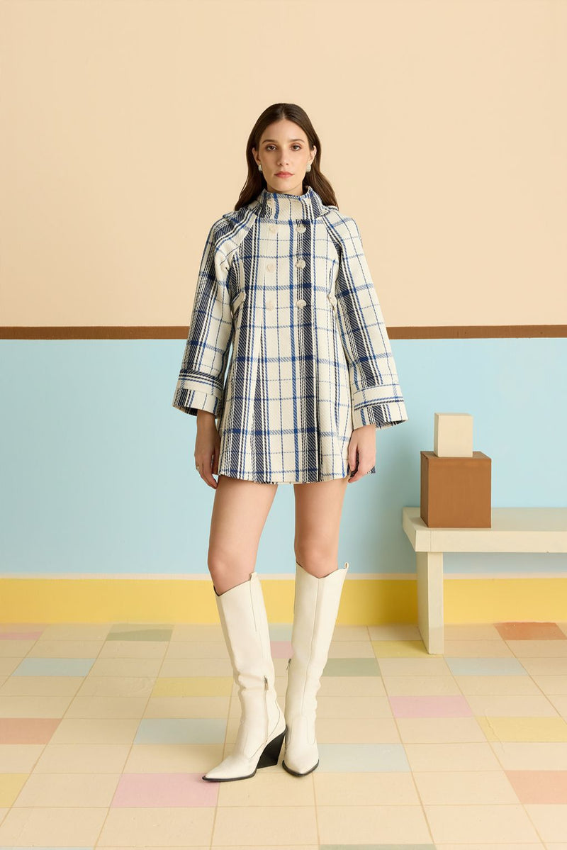 Plaid Trapeze Flare Jacket