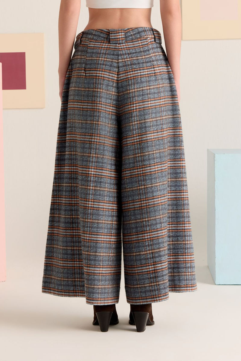 Tartan Flared Palazzo Pants