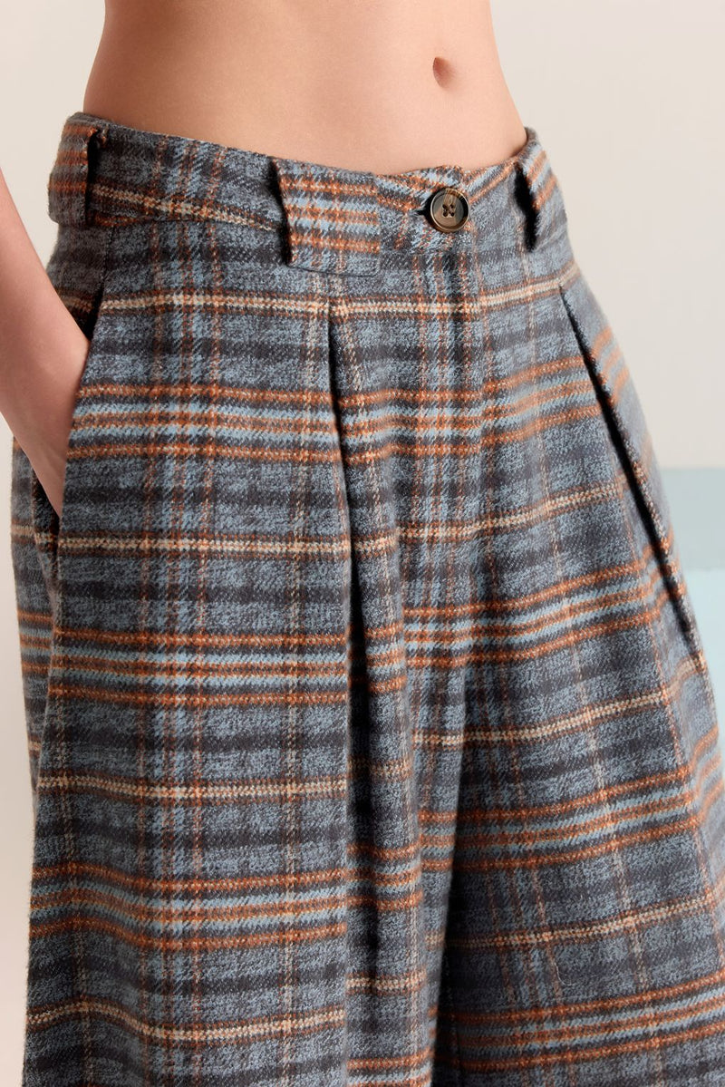Tartan Flared Palazzo Pants