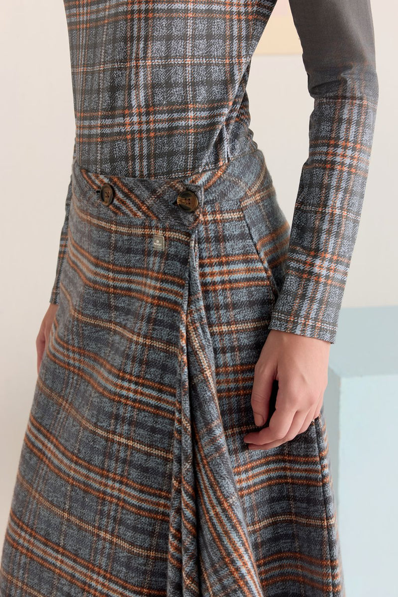 Check Wrap Skirt