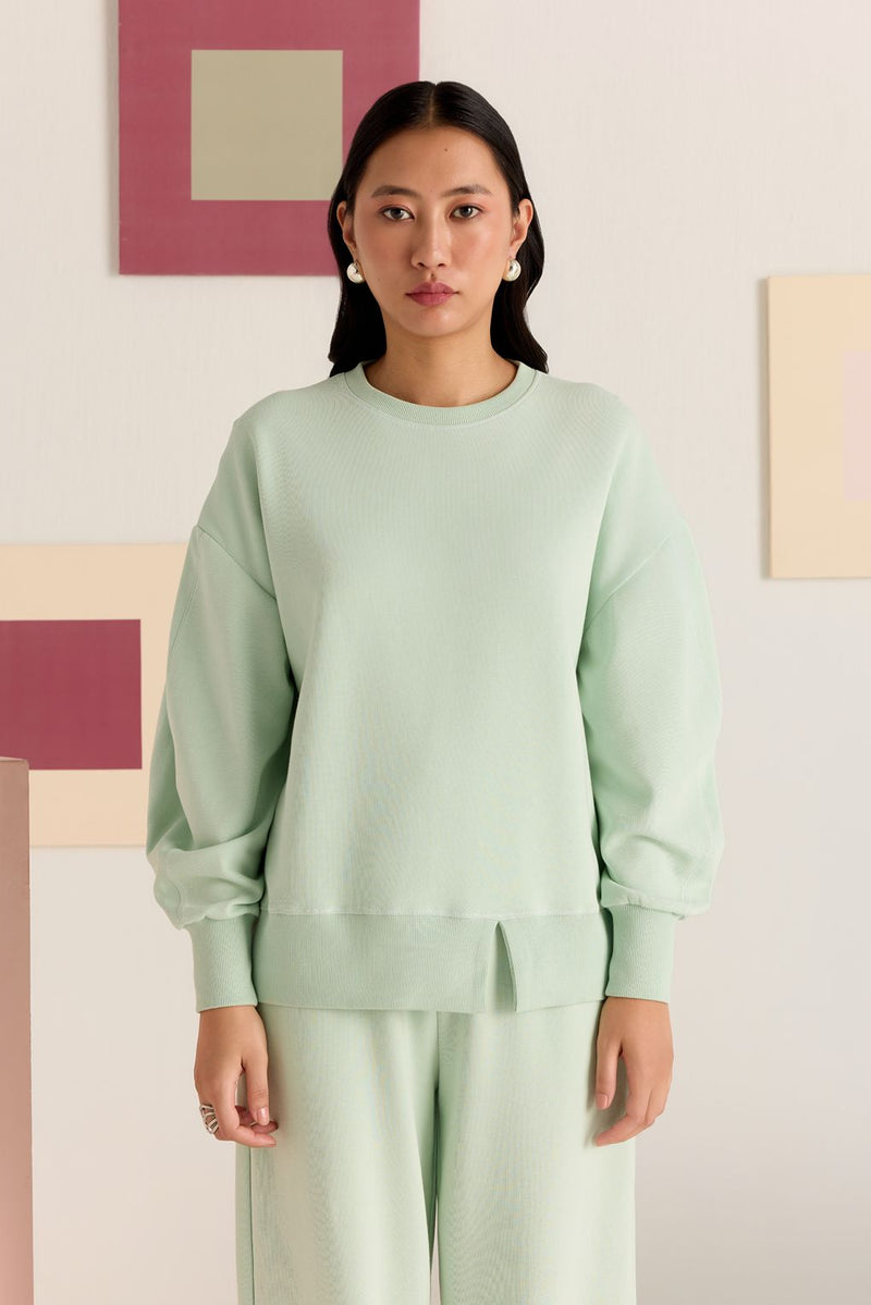 Mint Balloon Sleeve Top