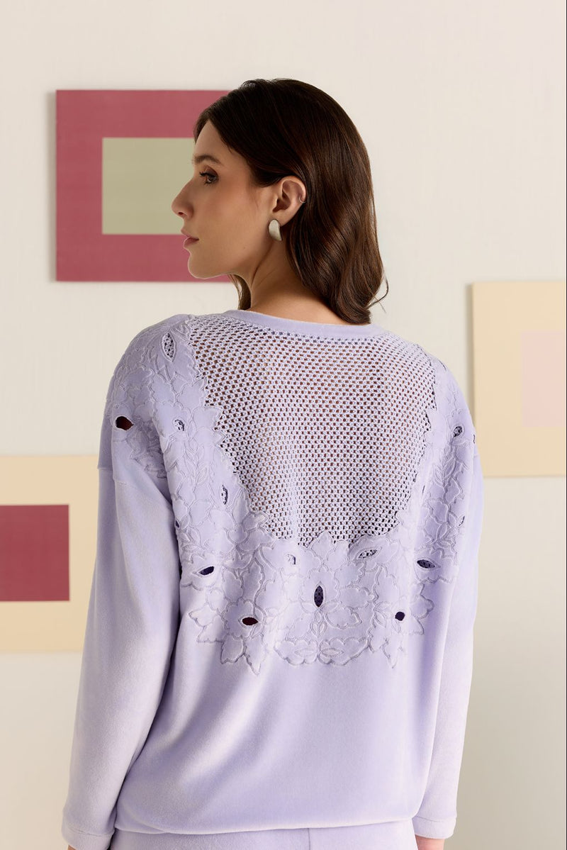 Lace Shadow Velour Top