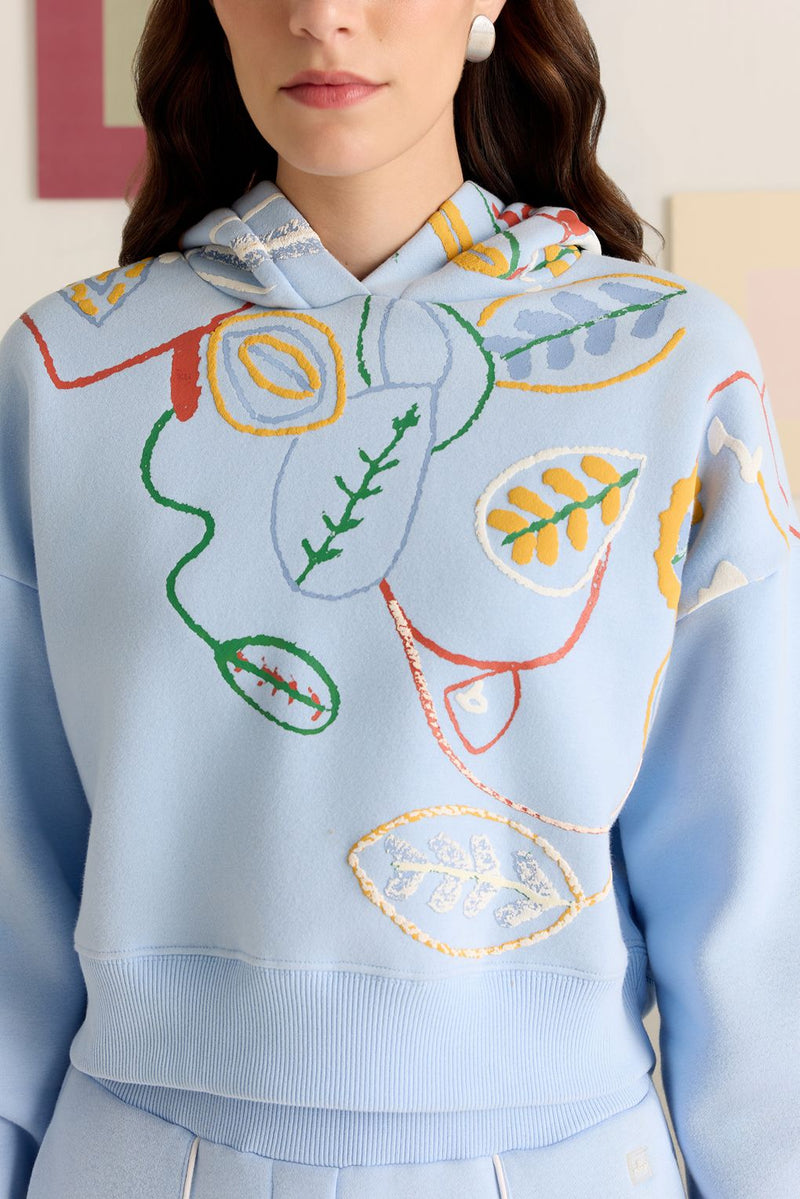 Skyline Doodle Cropped Hoodie