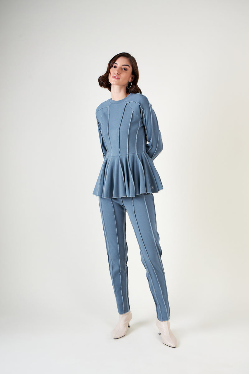 Blue Trendy - Threads Pep'lum Top