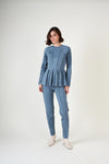 Blue Trendy - Threads Pep'lum Top
