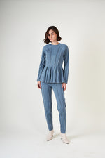 Blue Trendy - Threads Pep'lum Top