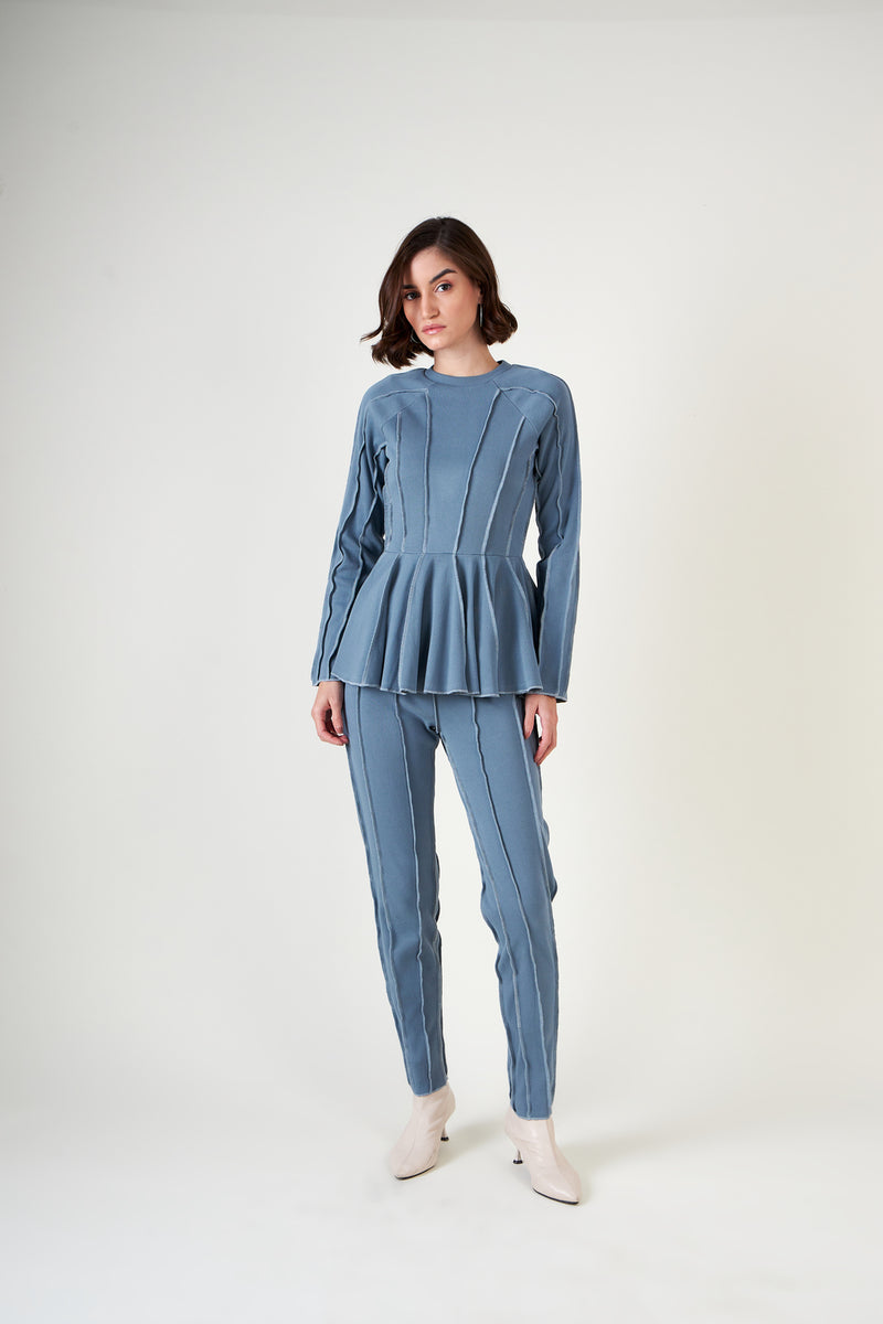 Blue Trendy - Threads Pep'lum Top