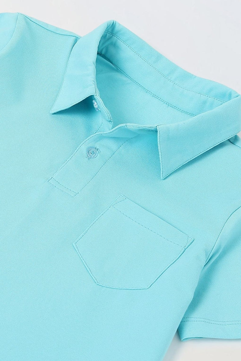 Spunkies Boys Polo Everyday Play Sets- Aqua
