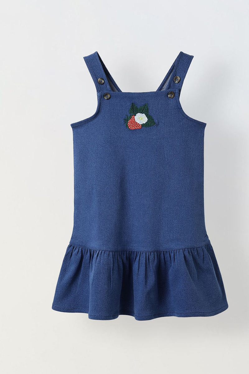 Spunkies Girls Sleeveless Denim Dress With Frill Hem