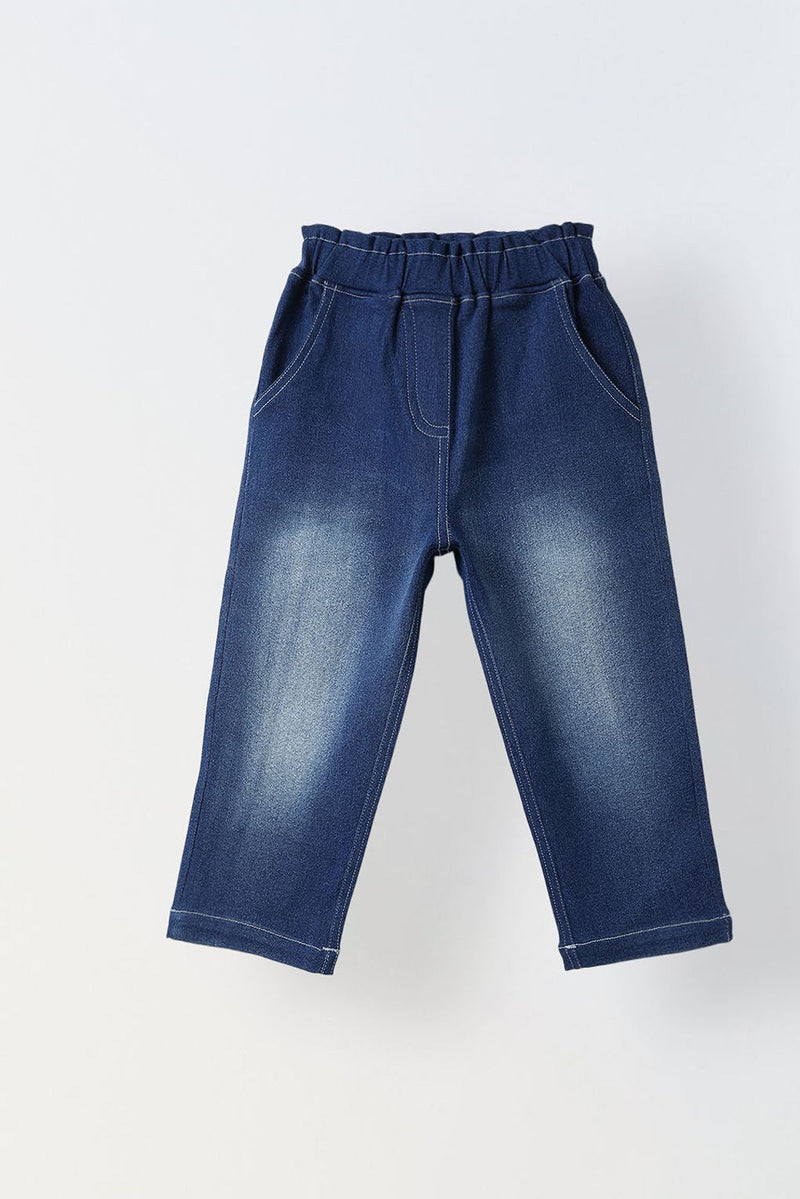 Spunkies Blue Embroidered Denim Pants