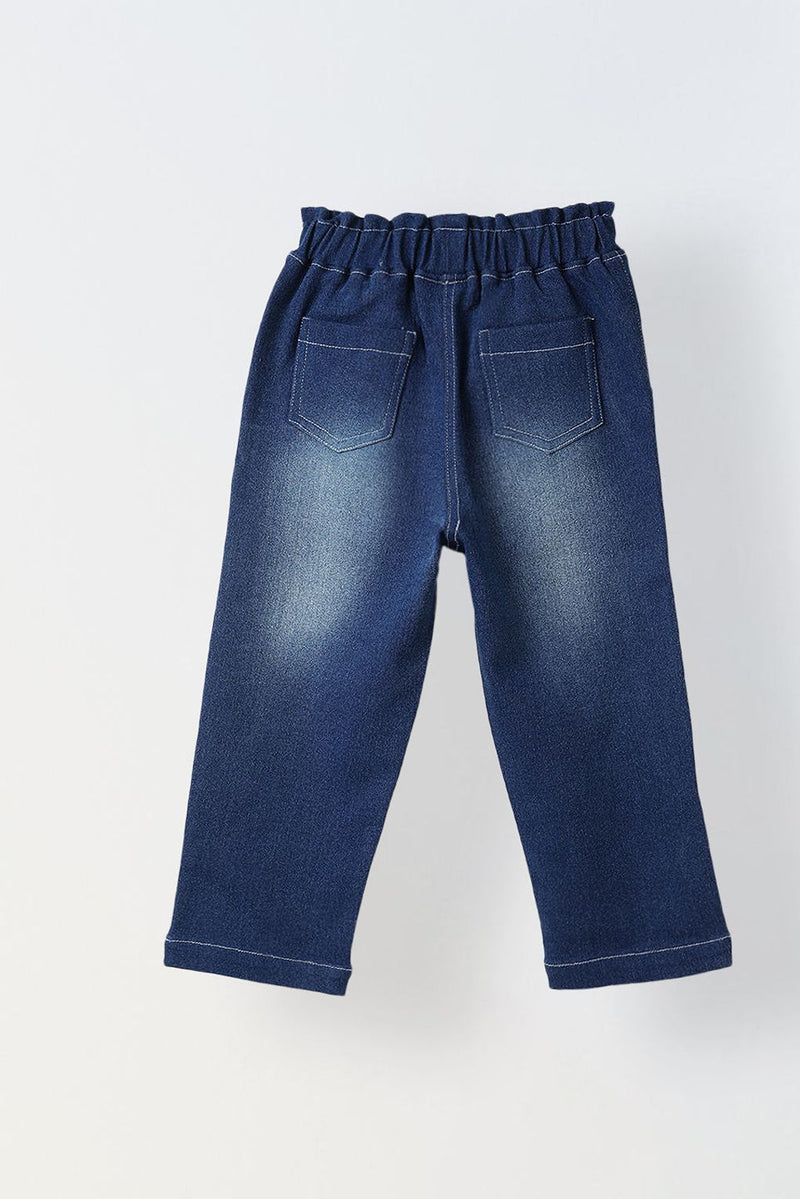 Spunkies Blue Embroidered Denim Pants