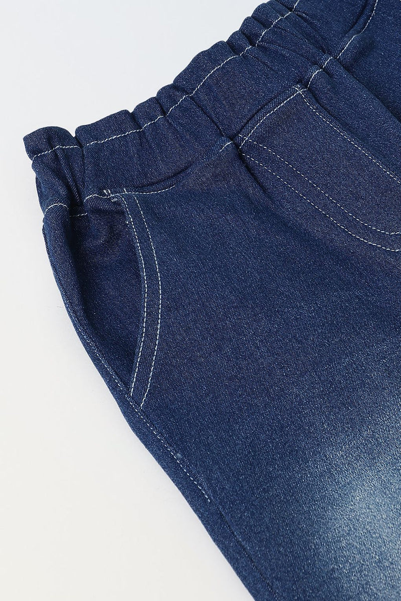 Spunkies Blue Embroidered Denim Pants