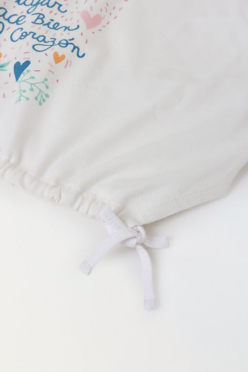 Spunkies White Girls Printed Crew Neck Sleeveless Top