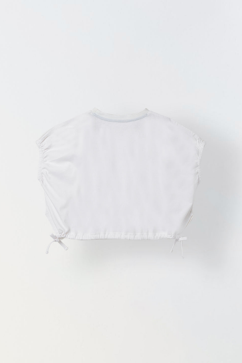 Spunkies White Girls Printed Crew Neck Sleeveless Top