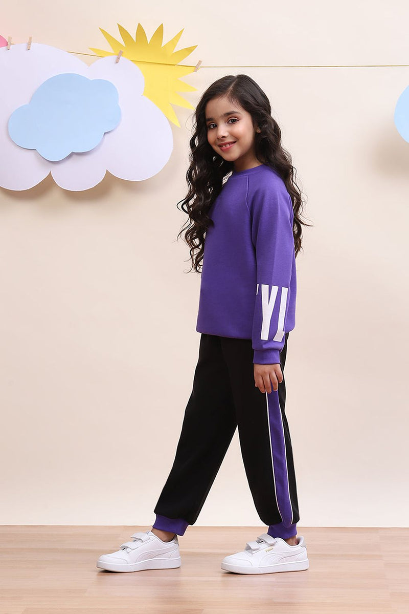 Spunkies Classy Unisex Purple Jacket With Black Jogger