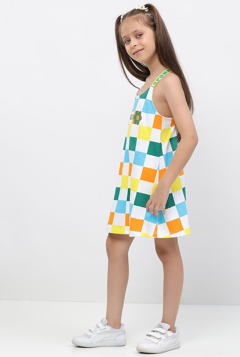 Spunkies Interlock Sleevless Printed Dress